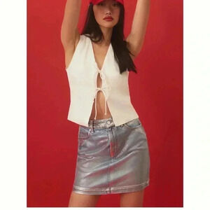 PILCRO Coated Denim Mini Skirt size 00 from Anthropologie